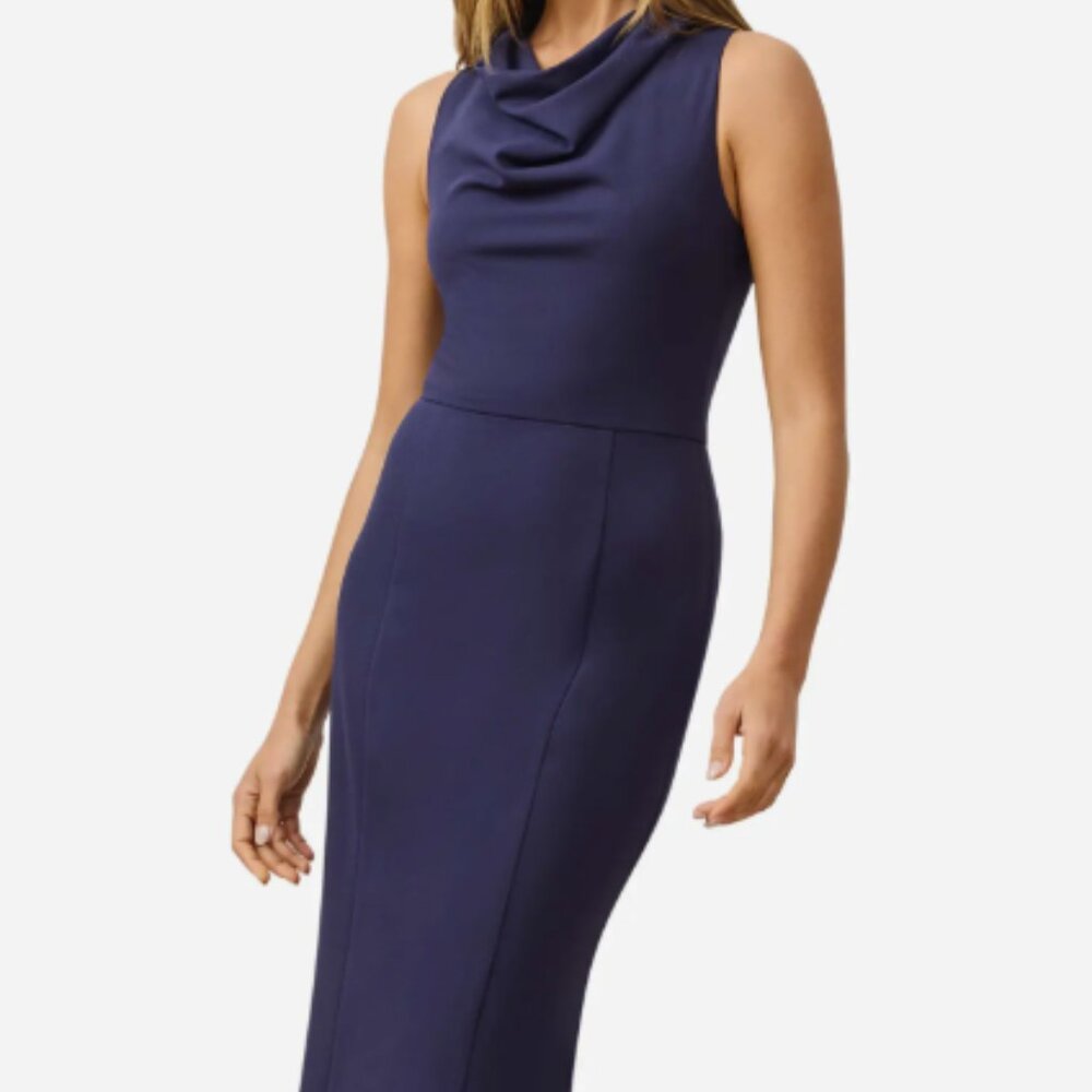 ⭐️ ELLIATT Jamie Cowl Neck Cocktail Midi Dress (Navy) — Size Small